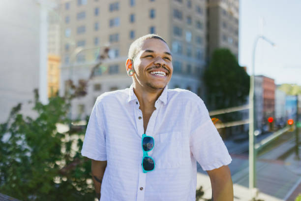 Cheerful Smiling Man In City Setting
