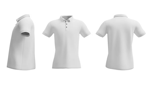 istock Front side and back view of Polo Shirt color white Mockup design, clipping path, 3D rendering 2159208335