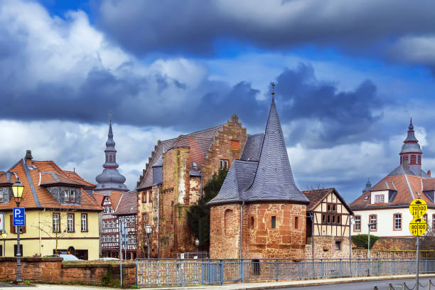 View of Budingen with Schlaghaus in Germany