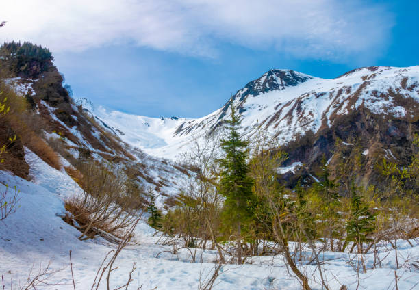 Old mining camp ruins at the end of the perseverance Perseverance Hiking Trail in Juneau, Alaska, USA