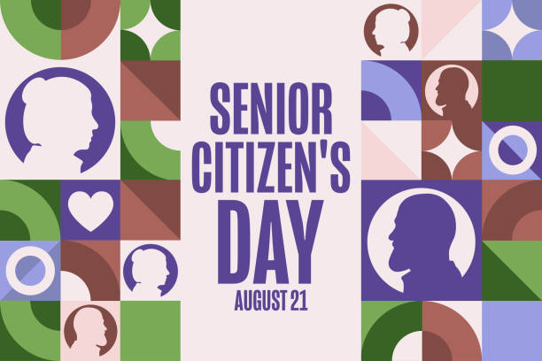 ilustrações de stock, clip art, desenhos animados e ícones de senior citizen's day. august 21. holiday concept. template for background, banner, card, poster with text inscription. vector eps10 illustration. - dia