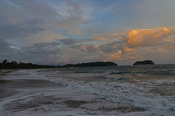 sunset at the beach in Samara in Costa Rica in Central America