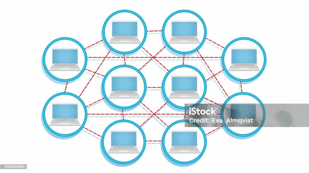 Network Computer Umred Computers Laptops In Network Isolated Vector Illustration Stock ...