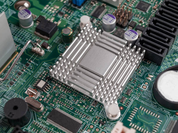 istock elements of the power circuit on the computer motherboard for the processor chip, CPU socket connector on computer motherboard 2159236184