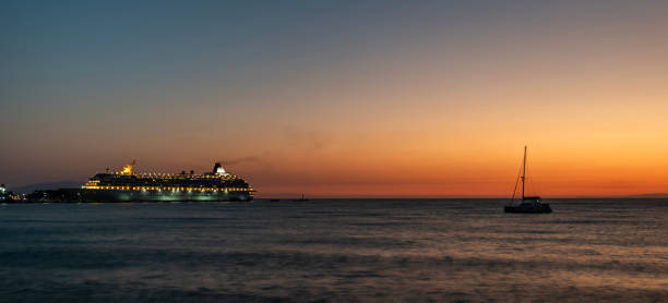 Sunset view in Kusadasi. Aydin, Turkey. Kusadasi is a touristic beach resort town on Turkey's western Aegean coast.