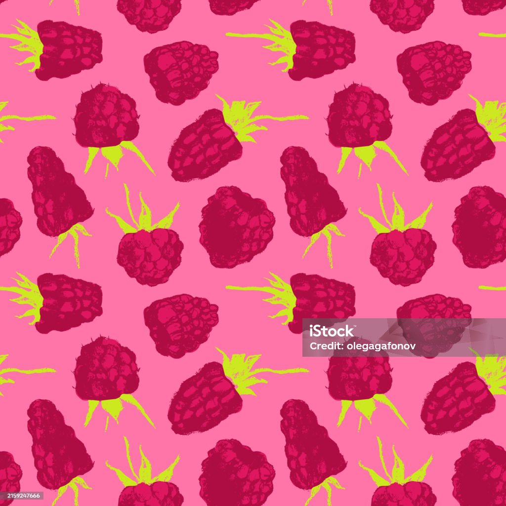 Baby Raspberry Print Raspberry Pattern Seamless Raspberries Illustration Handdrawn Vector ...