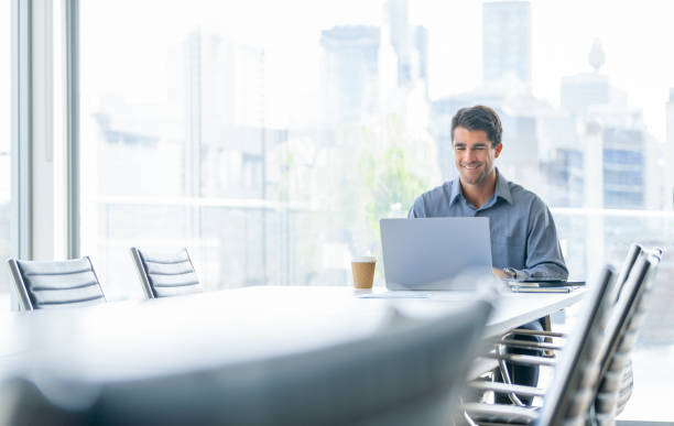 istock Businessman working on a laptop computer in the office. 2159252874
