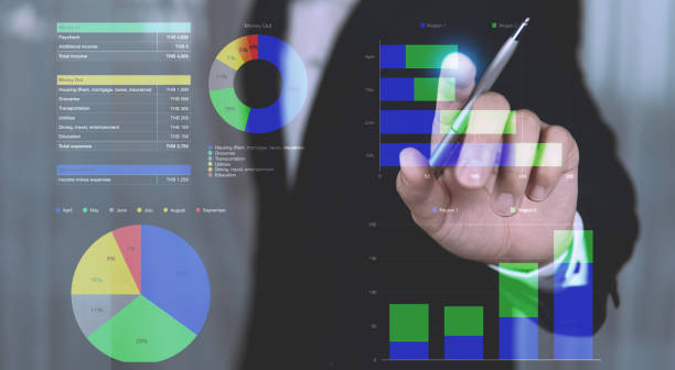 istock Business data analytic concept, Business people touch business graph on screen. 2159256560