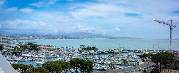 istock Panoramic view of sailboats port with yachts 2159257263