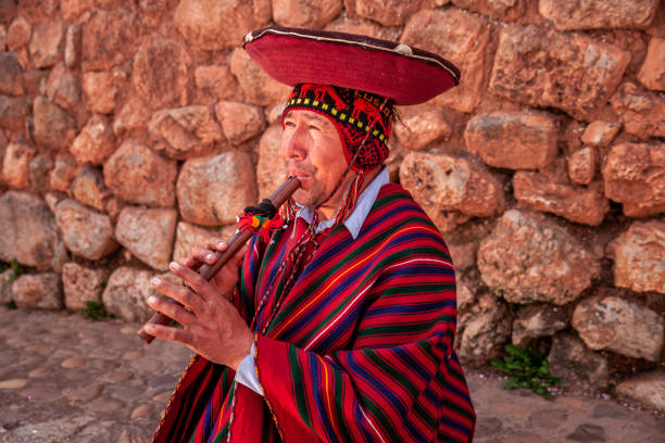 istock Portrait of Peruvian man playing a flute, Sacred Valley 2159261091