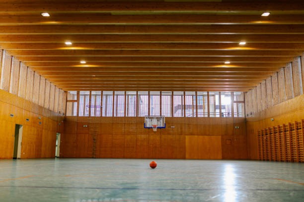 istock Empty basketball court in gymnasium 2159261493