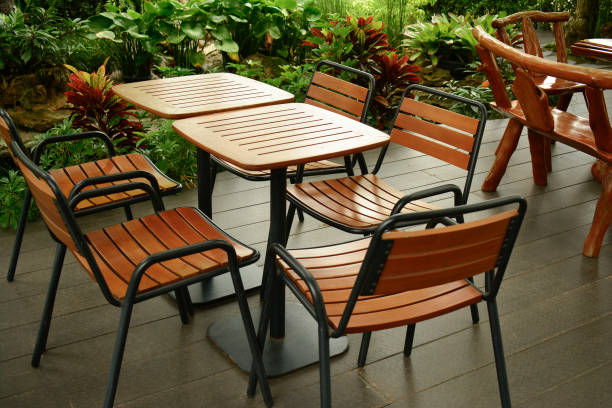 istock Tables and chairs in a coffee shop 2159271330