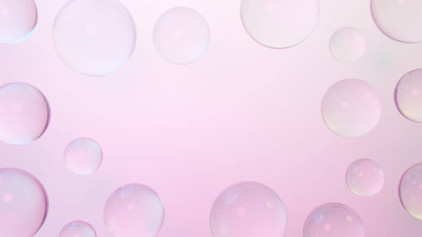 istock 3D Illustration.Background image of multiple water droplets on purple background. Copy space. (horizontal) 2159279049