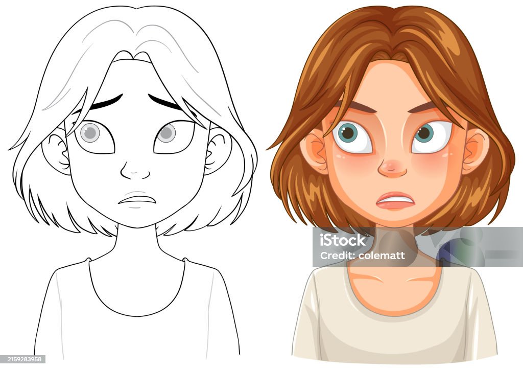 Concerned Expression Example A Girl With A Concerned Expression Stock Illustration - Download Image ...