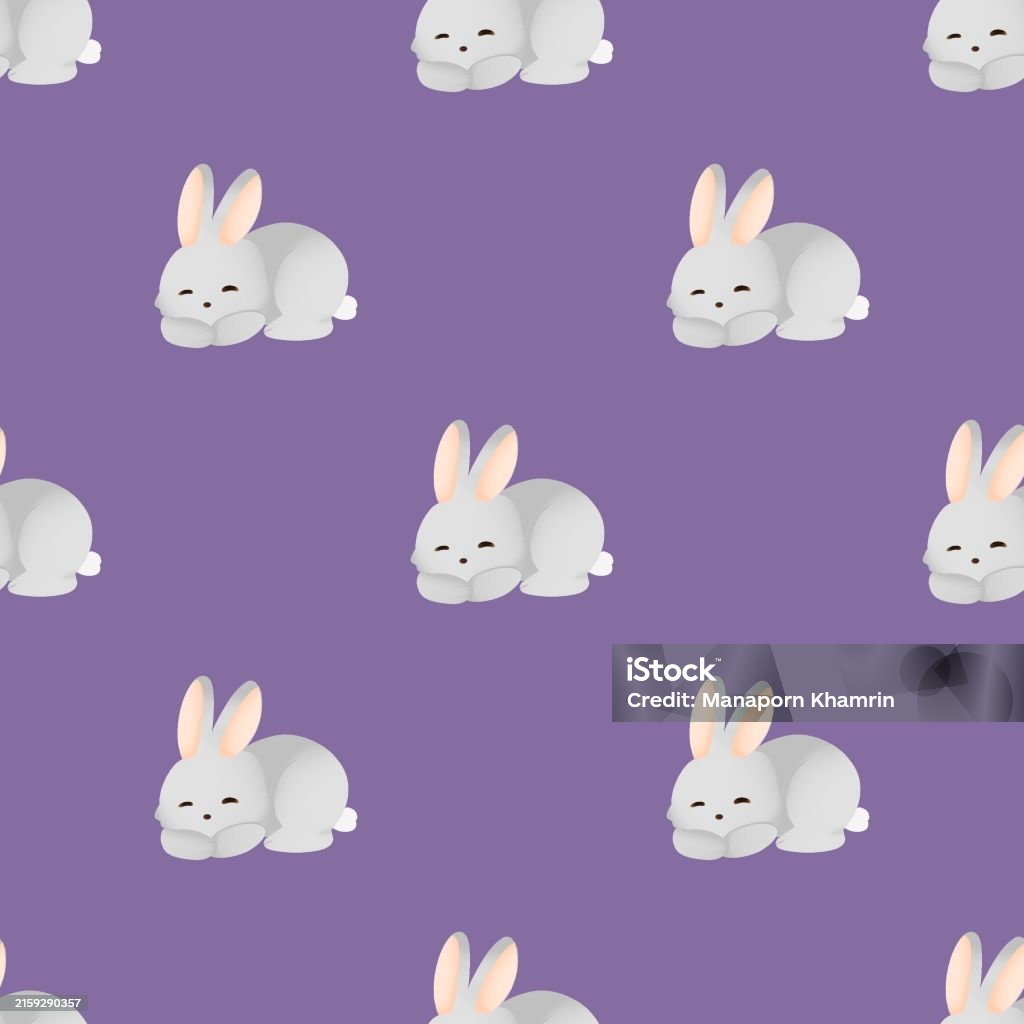 Purple Rampant Rabbit Inserted A Pattern With White Rabbits On A Purple Background Stock Illustration ...