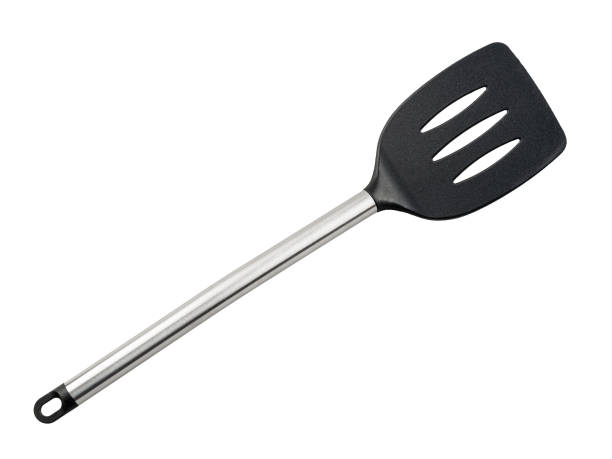 istock Kitchen spatula with a metal handle and a plastic heat-resistant working part isolated on a white background 2159291242