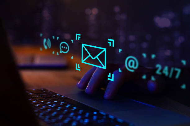 istock Contact Us icons on virtual screen, email, call, chat or message 2159298553