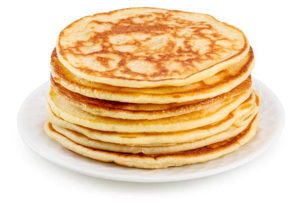 istock Stack of pancakes on white plate. File contains clipping path. 2159299784