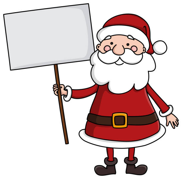 istock Santa claus holding a blank sign cartoon illustration 2159302723