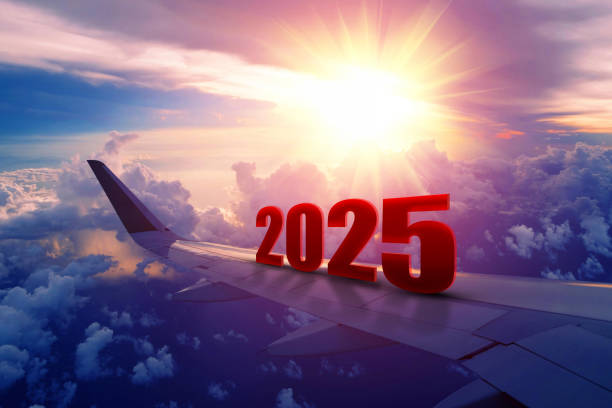 istock Airplane wing flying at sunrise in 2025 2159302918