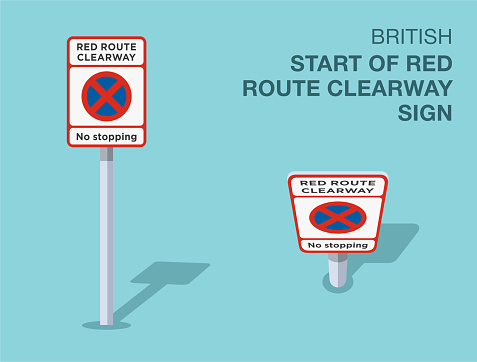 Start Sign Route Traffic Regulation Rules Isolated British Start Of Red Route Clearway ...