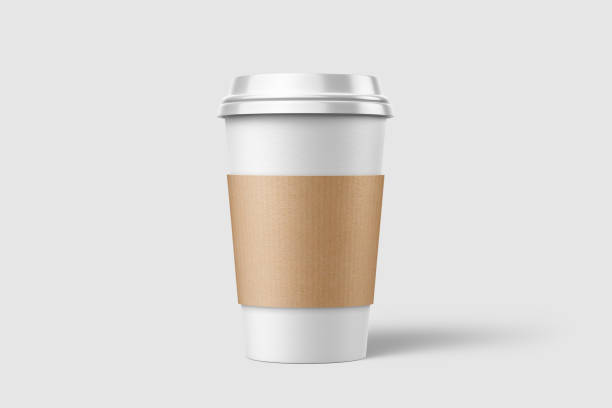 istock Paper coffee cup with sleeve mockup template, isolated on light grey background. 2159307593