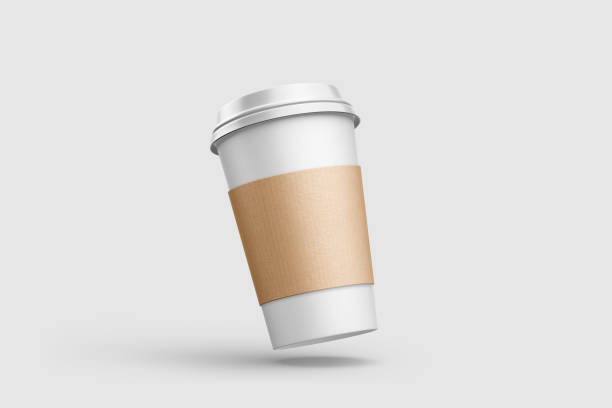 istock Paper coffee cup with sleeve mockup template, isolated on light grey background. 2159307617