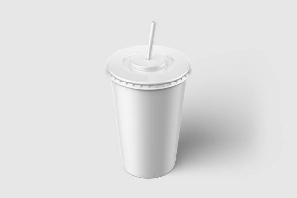 istock Paper soda cup with straw mockup template, isolated on light grey background. 2159310392