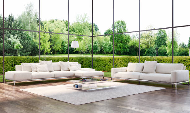 istock Large luxury modern bright interiors Living room mockup illustration 3D rendering image 2159311160