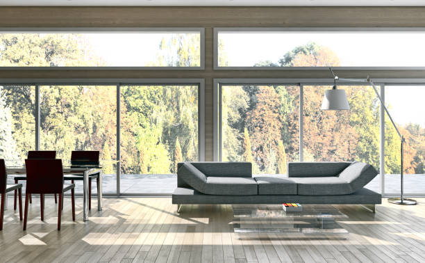istock Large luxury modern bright interiors Living room mockup illustration 3D rendering image 2159311371