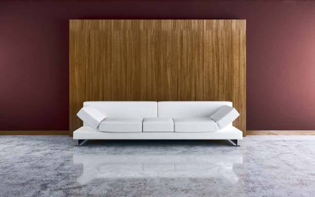 Yellowish beige sofa isolated on white background