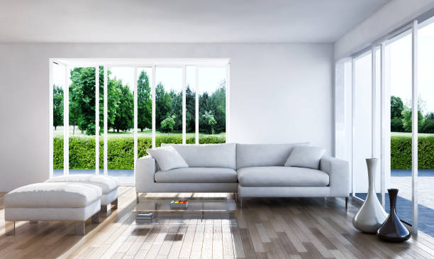 istock Large luxury modern bright interiors Living room mockup illustration 3D rendering image 2159311648