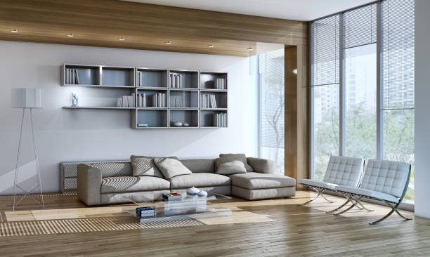 istock Large luxury modern bright interiors Living room mockup illustration 3D rendering image 2159311860