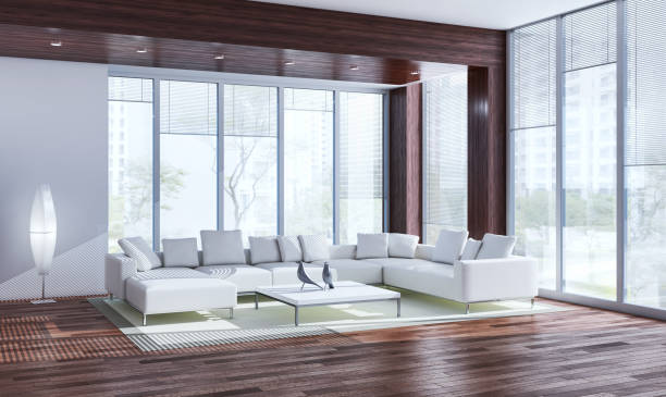 istock Large luxury modern bright interiors Living room mockup illustration 3D rendering image 2159311869