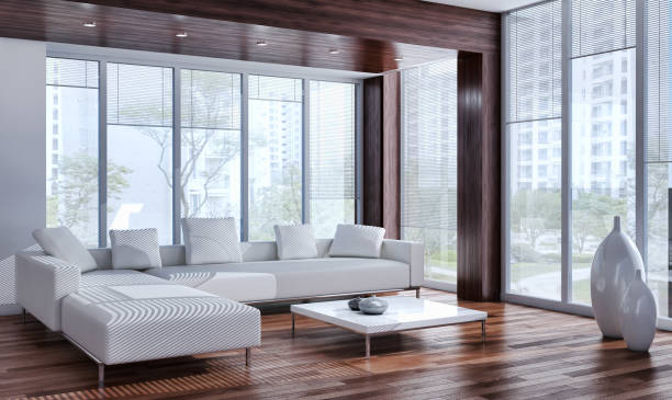 istock Large luxury modern bright interiors Living room mockup illustration 3D rendering image 2159311887