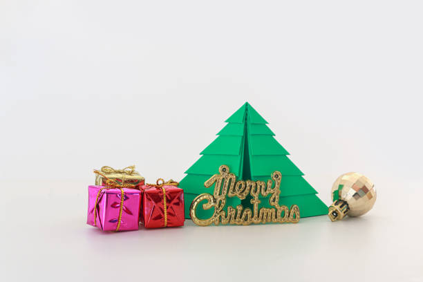 istock Paper christmas tree ,with  ball and gift,ornament 2159313214