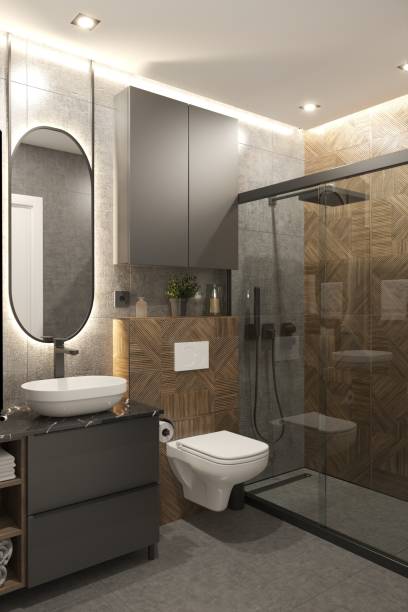 istock Elegant Black & Wood Bathroom 2159313939