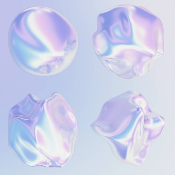 istock Set of realistic holographic 3d shapes 2159313997