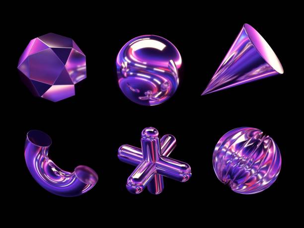istock Abstract, glowing, glassy, metallic shapes for graphic design and mockups - 3d render. 2159314020