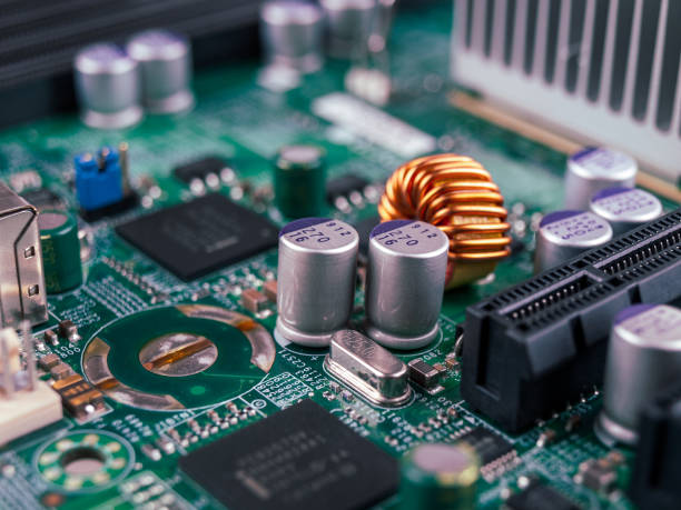 istock Solid capacitors in the power supply circuit of a computer motherboard 2159314960