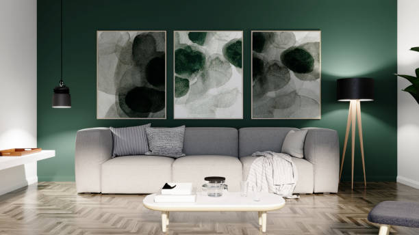 istock Large luxury modern bright interiors Living room mockup illustration 3D rendering image 2159316225