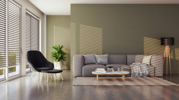 istock Large luxury modern bright interiors Living room mockup illustration 3D rendering image 2159316228