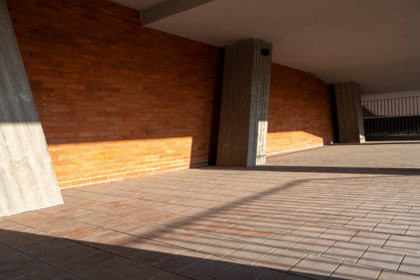istock Lighting effects in corridors of commercial buildings under construction 2159319458