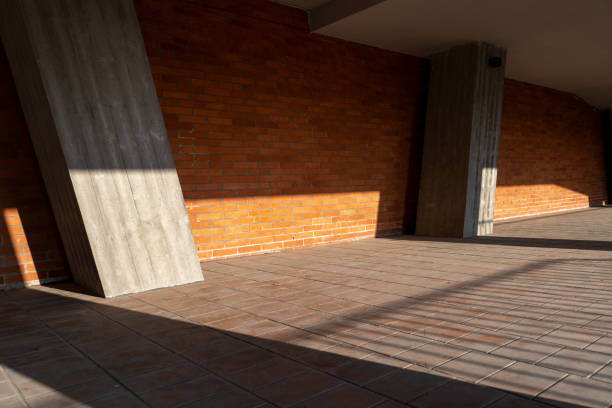 istock Lighting effects in corridors of commercial buildings under construction 2159319491
