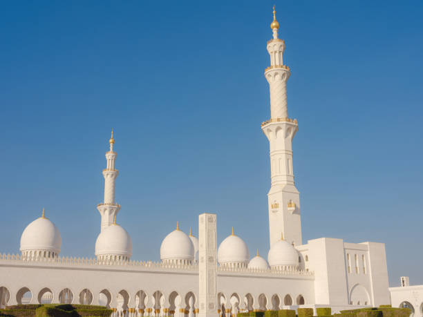 Abu Dhabi, UAE - January 14 2024: Grand Mosque or Sheikh Zayed Grand Mosque is largest mosque in country, it is key place of worship for daily, Friday and Eid prayers. Popular tourist spot