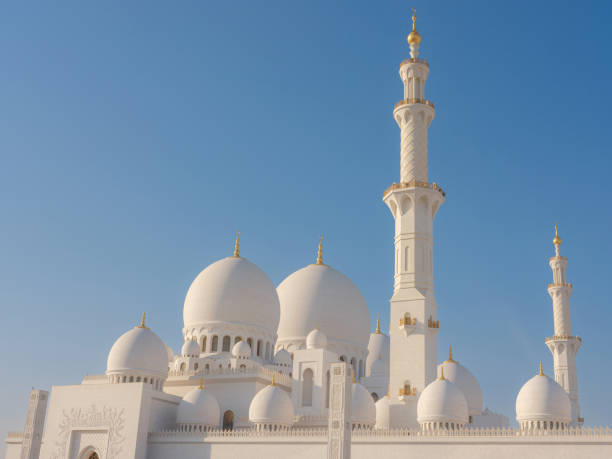 Abu Dhabi, UAE - January 14 2024: Grand Mosque or Sheikh Zayed Grand Mosque is largest mosque in country, it is key place of worship for daily, Friday and Eid prayers. Popular tourist spot