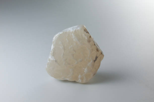 Fluorite mineral crystal sample for science and geology isolate on white.