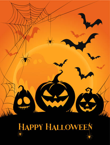 Happy Halloween Orange Background Vector illustration of Happy Halloween orange background. halloween bird stock illustrations