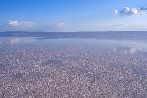 istock Beautiful mirror reflection on blue sky and cloud on Turkey's salt lake. 2159333610
