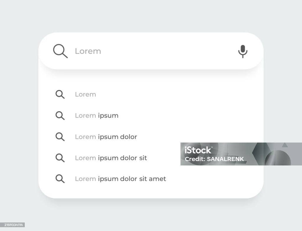 Search Gui Designs Search Bar With Suggestions Search Engine Browser Mockup For Ui Ux Easy ...